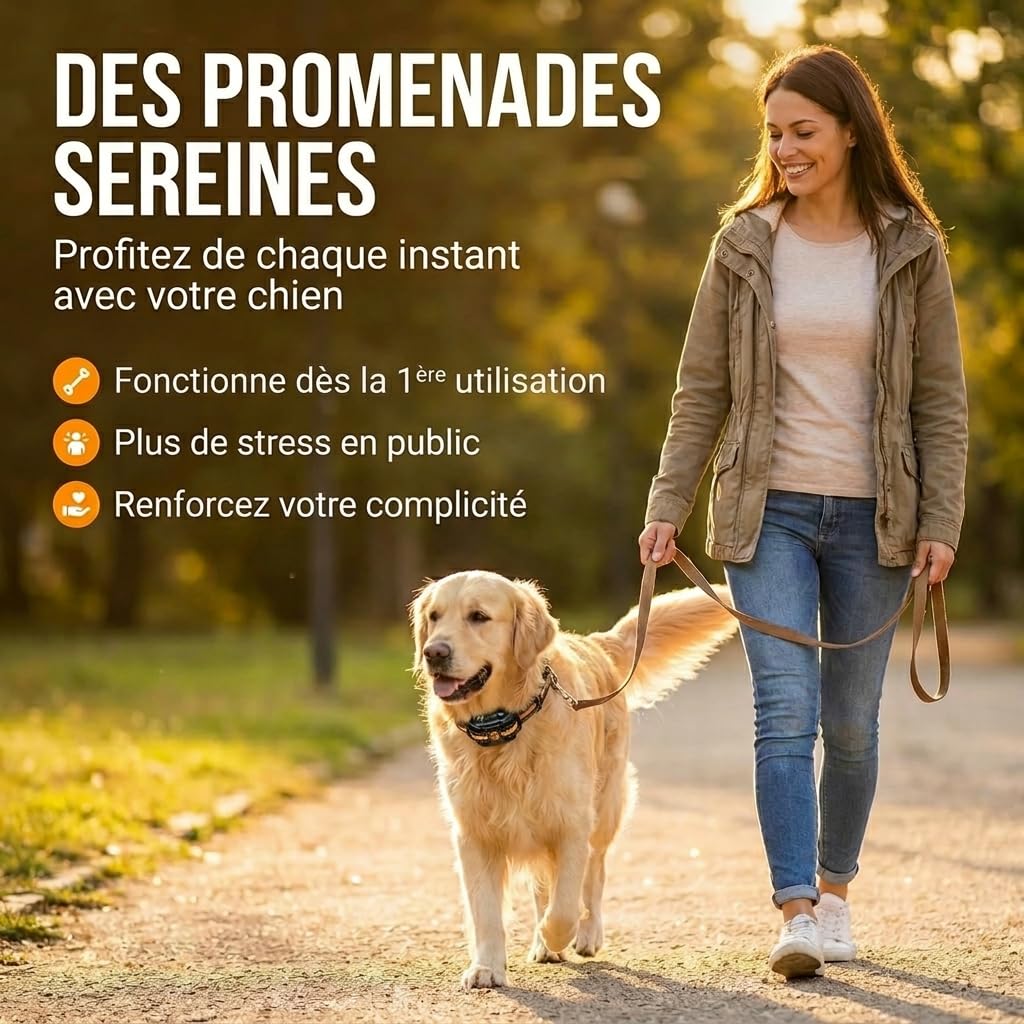 One PETS-TOP Collier Anti Aboiement Chien - Collier Anti Aboiement pour Chien à Simulation Electrostatique Douce, Vibrant, Sonore - IP67, Convient aux Gros et Petits Chiens - Ideal pour Le Dressage
