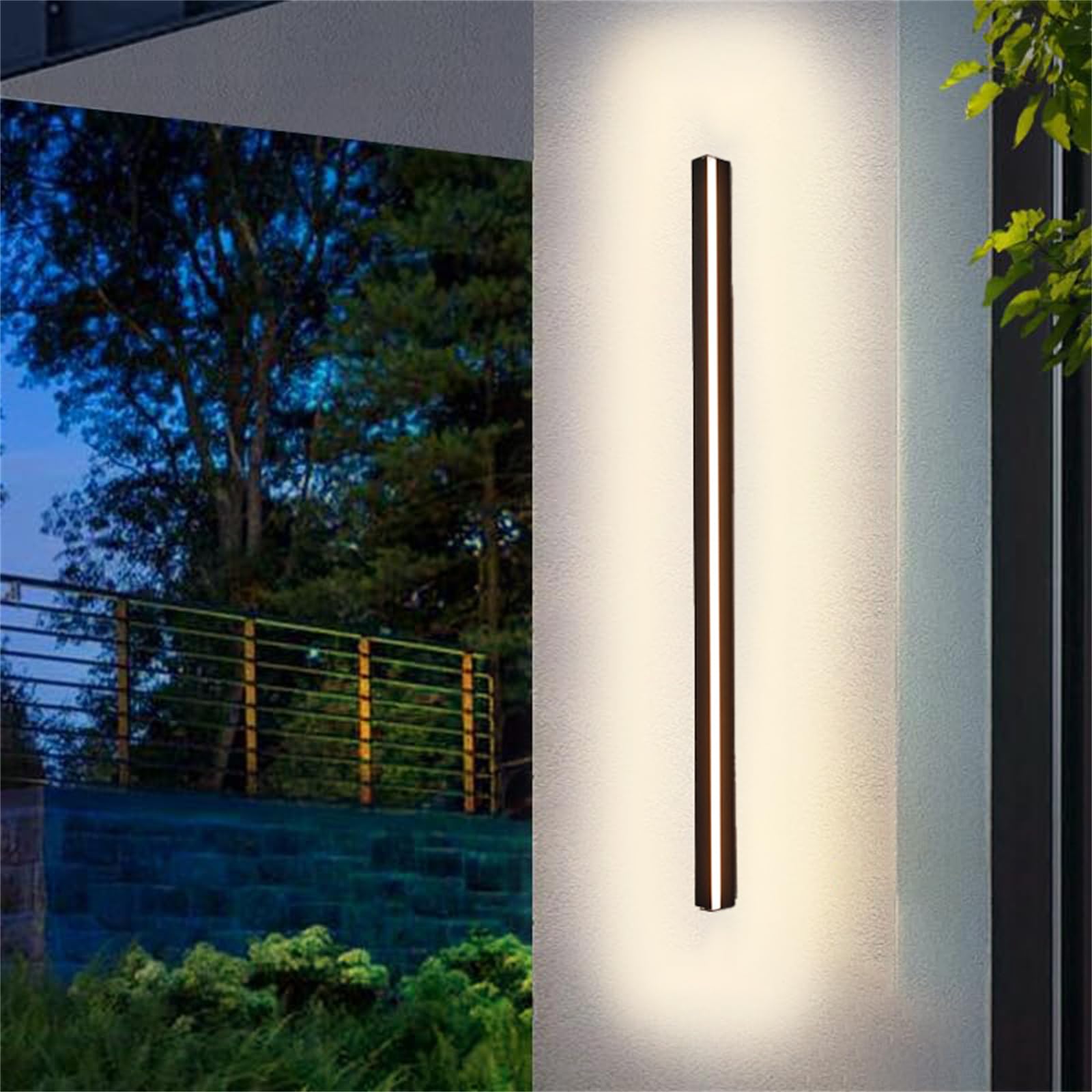HELCEKOU IP65 Outdoor Wall Sconce - Modern Minimalist Black Aluminum Lighting Fixture, Acrylic Light for Patio & Garage, 120cm, White Light, Waterproof Lamp