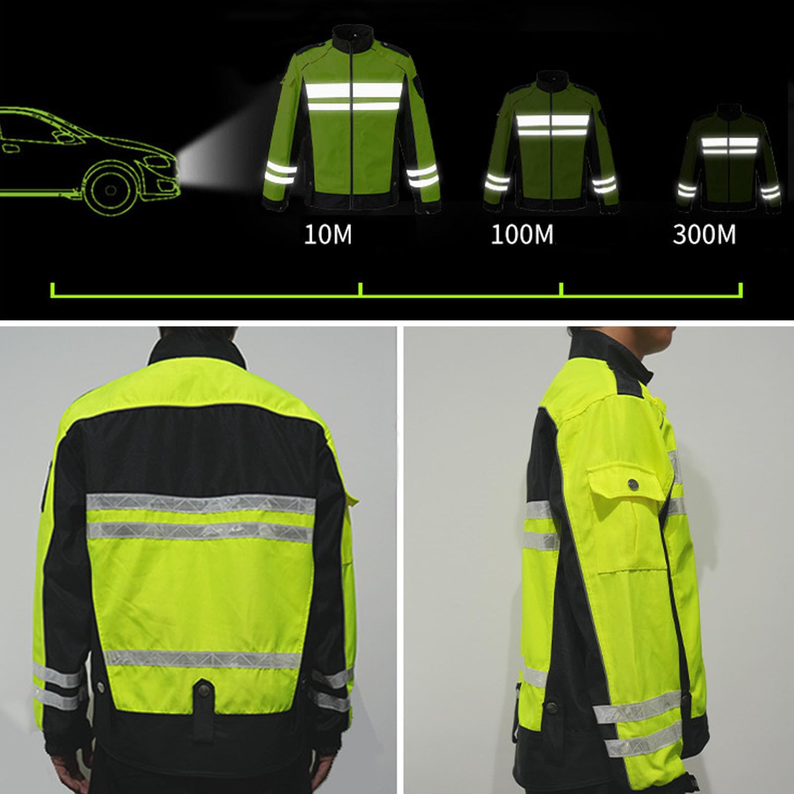 Chaqueta de Alta Visibilidad Chaqueta Softshell de Advertencia Tela Oxford Impermeable Chubasquero de Alta Visibilidad Excursionismo Bicicleta Chaqueta Ropa Deportiva Exteriores,3XL,Yellow