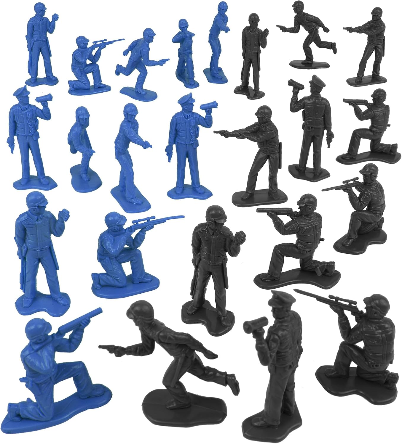 Tim Mee Toy SWAT Plastic Army Men - 24 Black and Blue Police Figures US Made