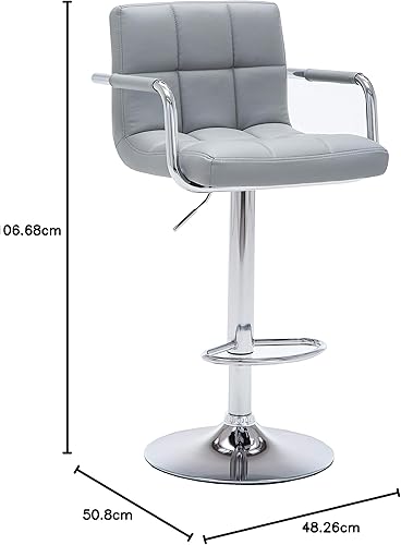 Miniatura 19 de AC Pacific Taburete de bar giratorio ajustable contemporáneo con cojín y reposabrazos, 24-33 pulgadas, color blanco Blanco,Blanco (Daisy