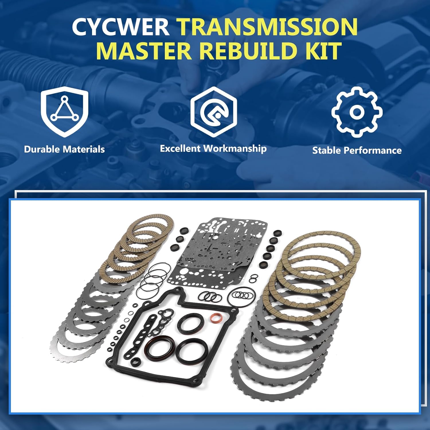 02E DQ250 DSG Transmission Master Rebuild Kit Overhaul Clutch Plates Fits for 2003-2014 Beetle 2.0L, Fits for 2006-2014 Passat 2.0L, Replace OE T19800A 02E DQ250