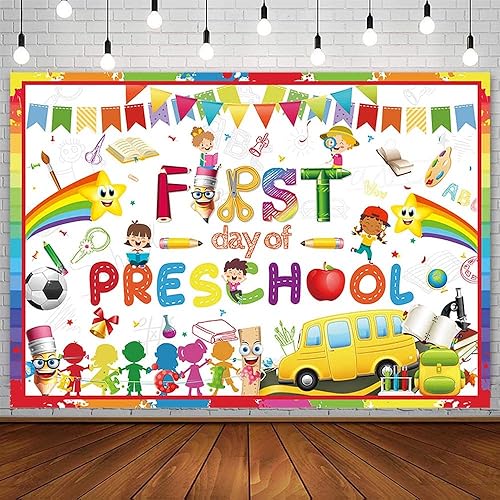 Telón de fondo de regreso a clases de 7 x 5 pies para niños, primer día de preescolar, jardín de infantes, decoración de fiesta, pizarra, aula,