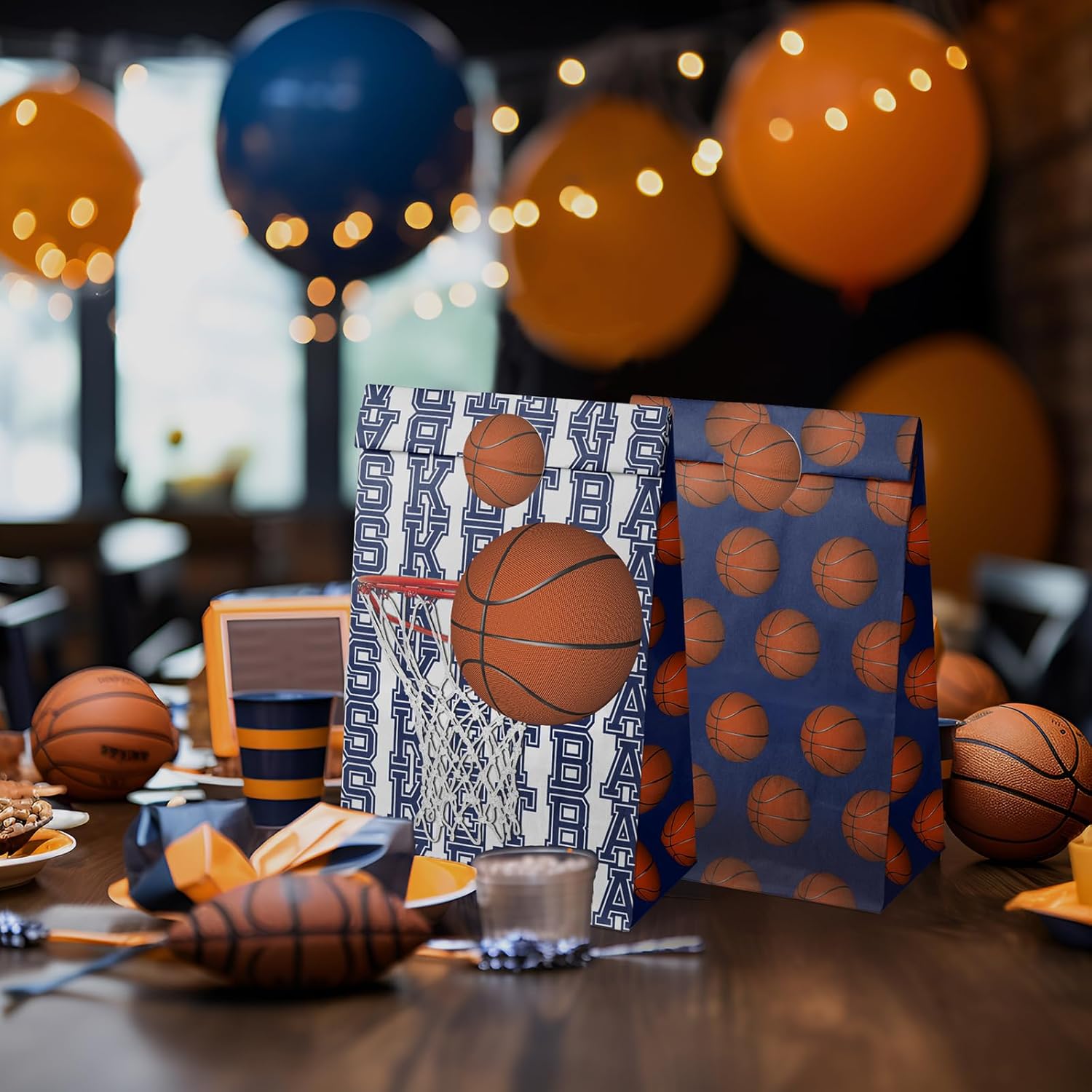 Basketball Party Favor Bags – 24 Pcs Basketball Gift Bags with 5 Designs, Paper Goodie Bags for Sports Theme Birthday Party Decorations and Supplies - Image 5