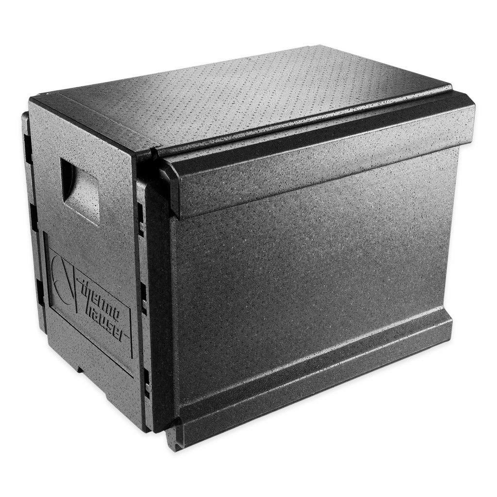 thermohauser EPP Thermobox Combi Junior GN 1/1 para 70 litros – 63 x 50 x 50 cm – Bandeja frontal con 10 ranuras y 1 barra de separación para transportar bandejas GN, color negro