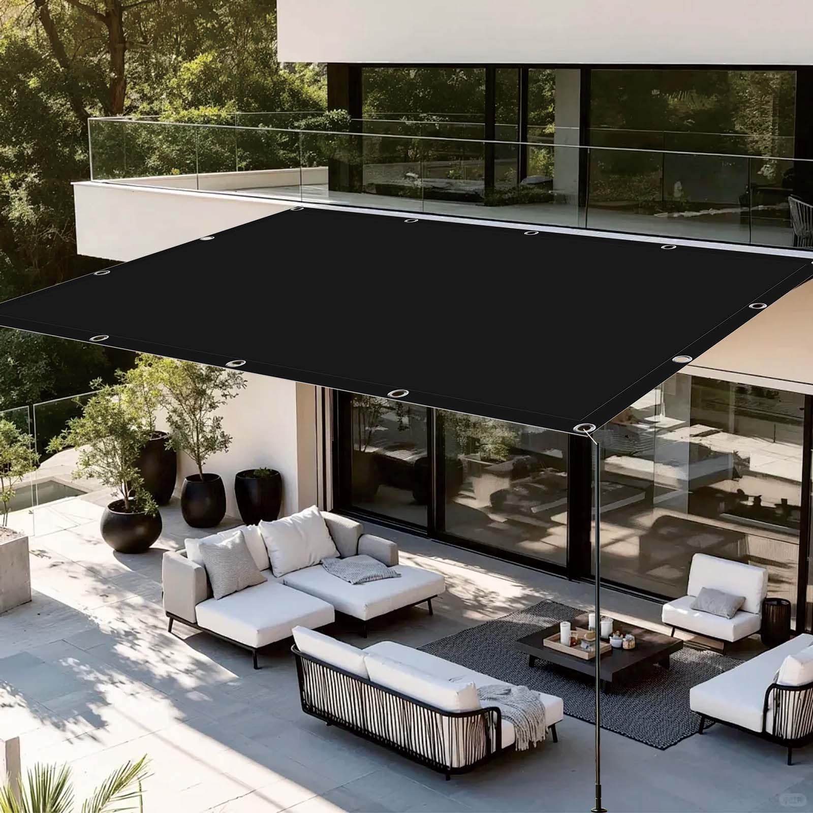 Toile ombrage 450 x 550 cm contre la chaleur et la pluie sous votre pergola