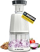 JANSKA UltraChop Manual Food Chopper: Heavy-Duty Stainless Steel Blades, Ergonomic Non-Slip Grip for Veggies, Meat, Garlic - Kitchen Essential
