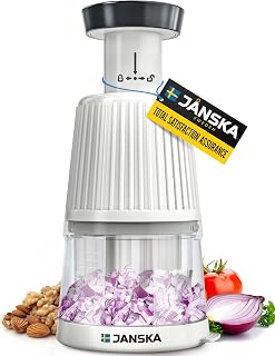 JANSKA UltraChop Push Food Chopper: Stainless Steel Blades, Non-Slip Grip for Veggies, Meat, Garlic & More