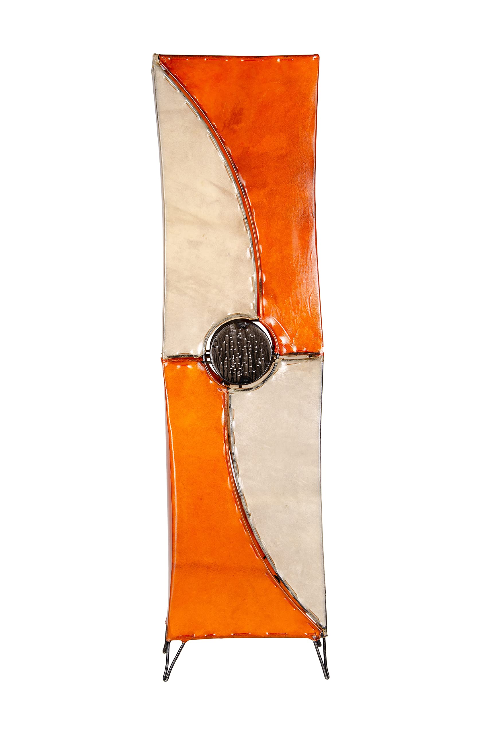 Orientalische Stehlampe Kaya – 95 Cm Hoch, Aus Metall & Ziegenleder, Orange-beige, Marokkanisches Design