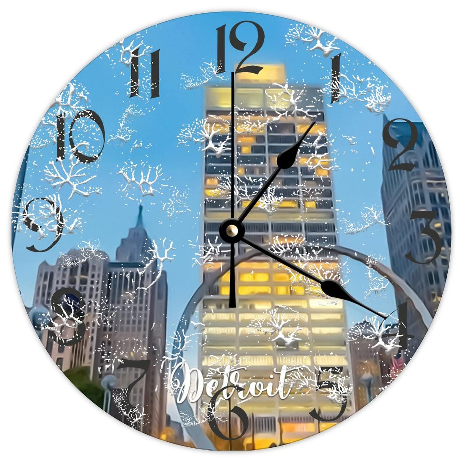 Horloge en bois Detroit City grand format 38cm de qualité supérieure