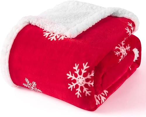 Miniatura 7 de Touchat Manta de Navidad de sherpa roja, mullida, suave y acogedora, manta de microfibra de felpa de franela de vellón para sofá, cama y sofá (50 x