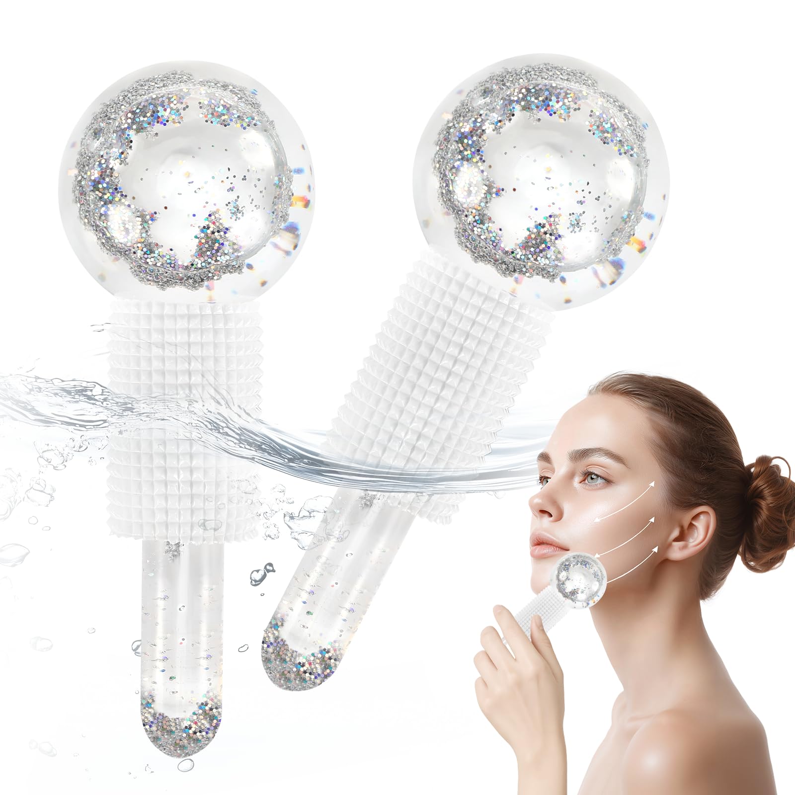 2 Pezzi Massaggio Ice Roller Ball Per Viso, Facial Ice Globes, riutilizzabile, per viso, occhi e collo, Per Ridurre Il Gonfiore e Le Occhiaie, Migliorano La Circolazione Sanguigna, Bianco