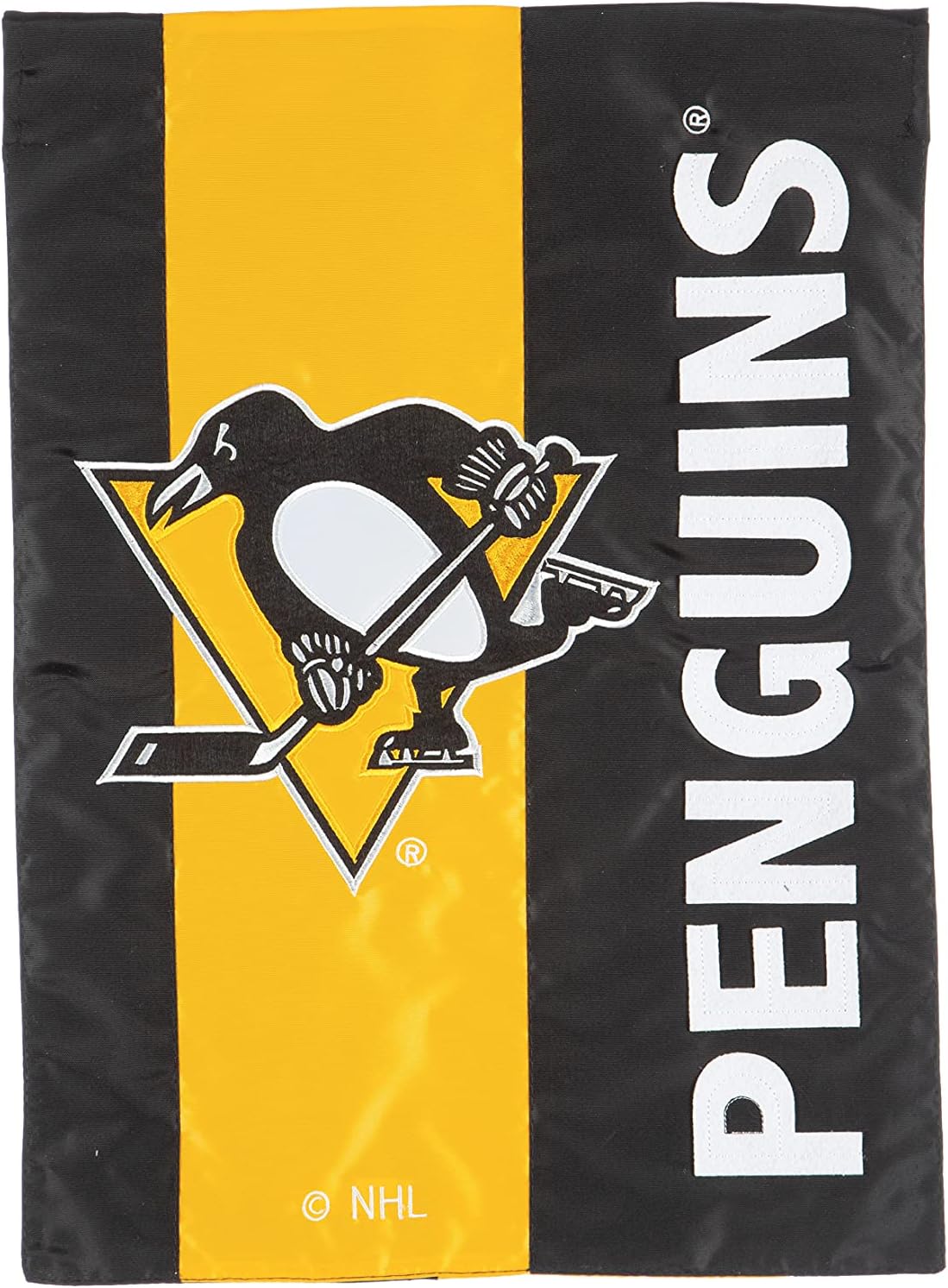 Team Sports America NHL Pittsburgh Penguins Embroidered Logo Applique Garden Flag, 12.5 x 18 inches Indoor Outdoor Double Sided Decor for Hockey Fans