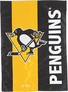 Team Sports America NHL Pittsburgh Penguins Embroidered Logo Applique Garden Flag, 12.5 x 18 inches Indoor Outdoor Double Sided Decor for Hockey Fans