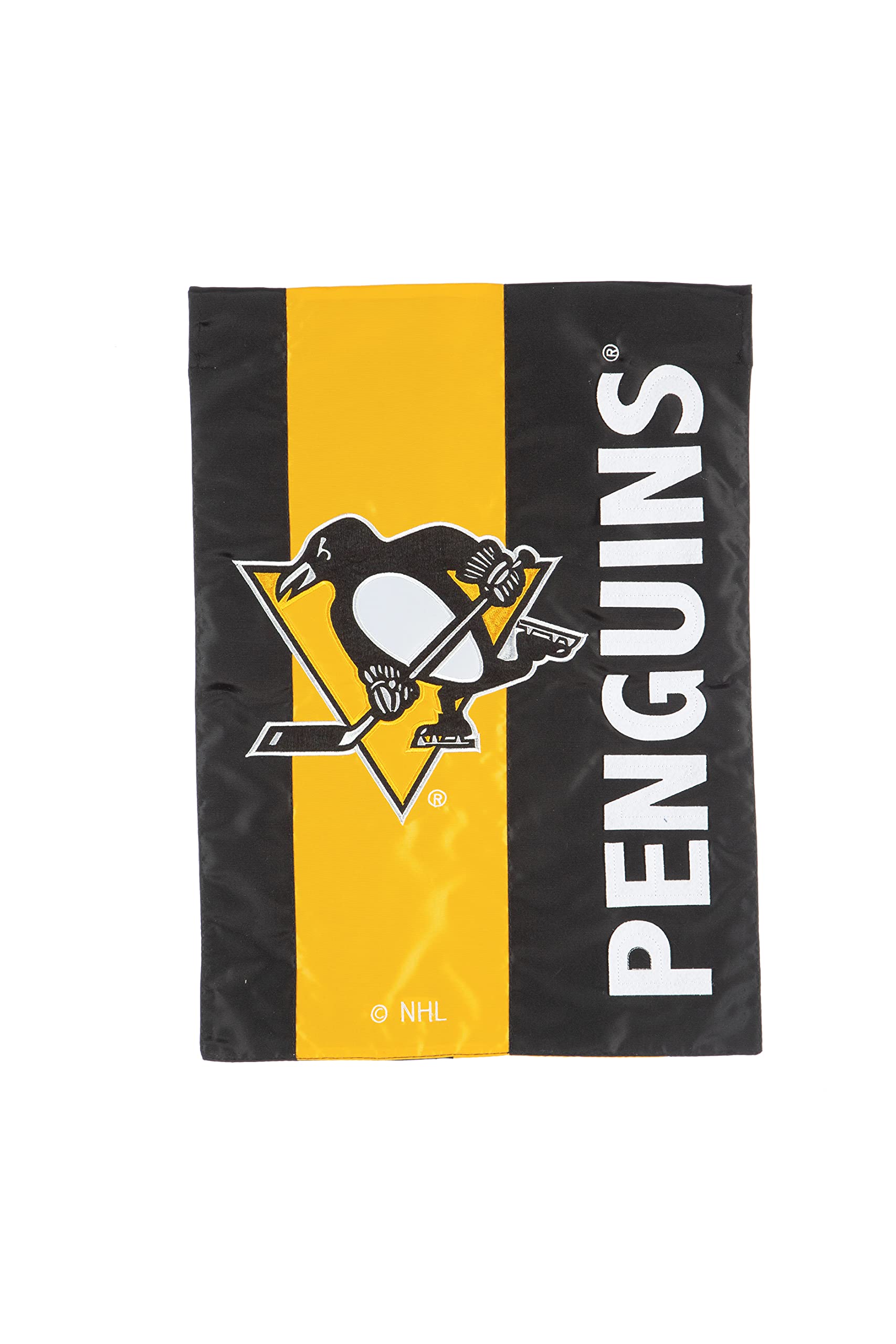 Team Sports America NHL Pittsburgh Penguins Embroidered Logo Applique Garden Flag, 12.5 x 18 inches Indoor Outdoor Double Sided Decor for Hockey Fans