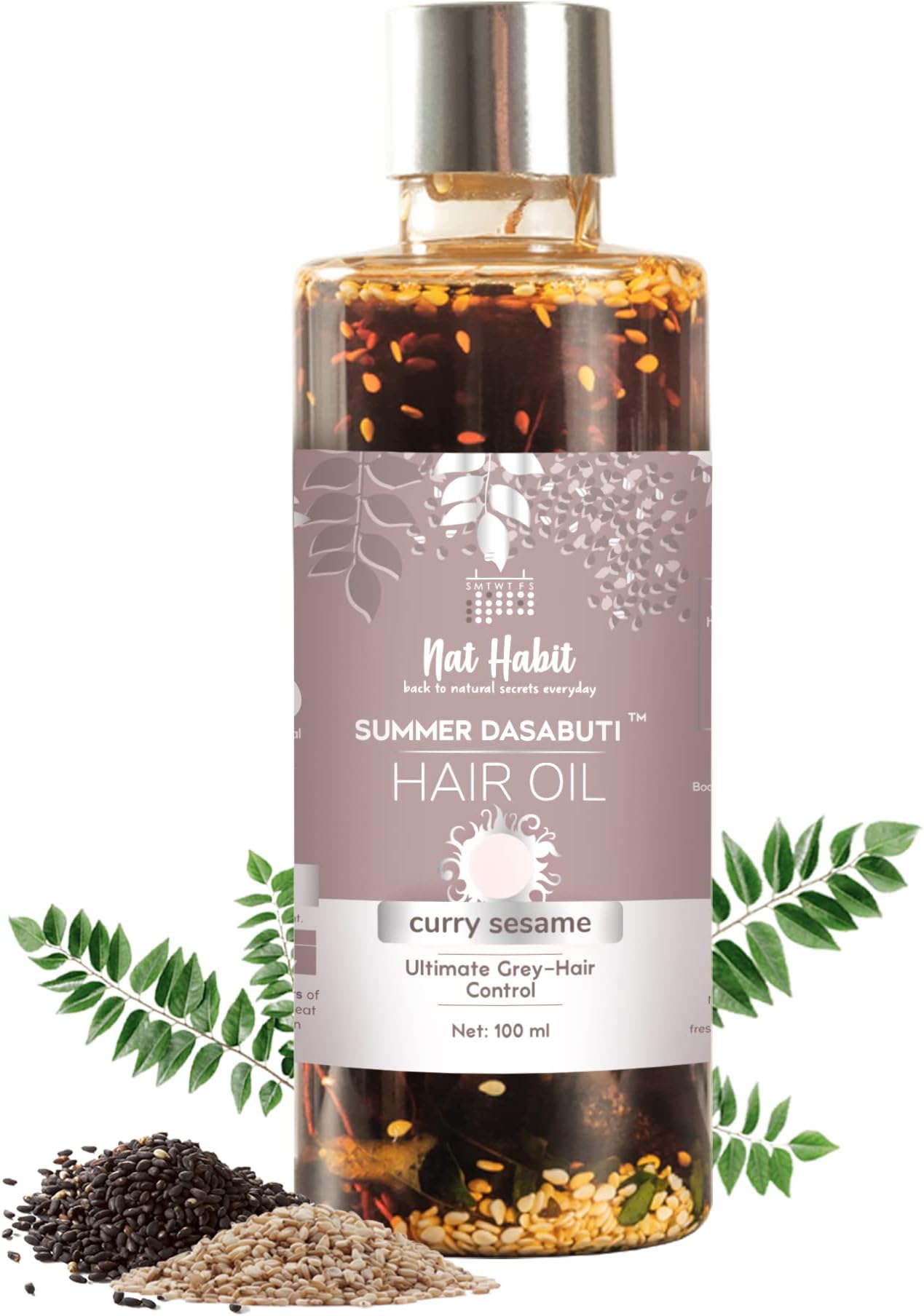 Curry Sesame Hair Oil For Oily, Normal, Curly, Colored Hair With 16 Herbs, Coconut & Amla (100ml)