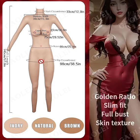 Realistic Silicone Bodysuit Apparel Male to Female Body Suit Breastplate Whole Body Breast Forms for Transgender