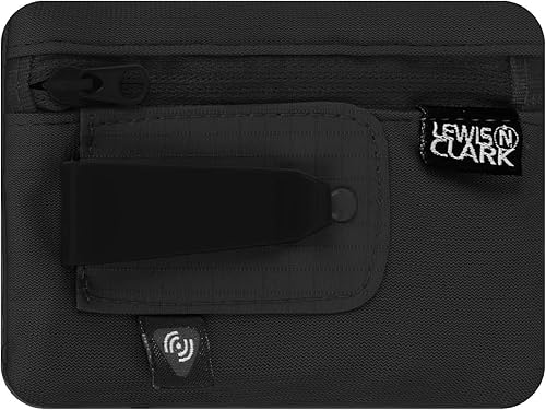 Lewis N. Clark Cartera de cinturón de viaje con clip oculto con bloqueo RFID, color negro, talla única, Negro -, Moderno