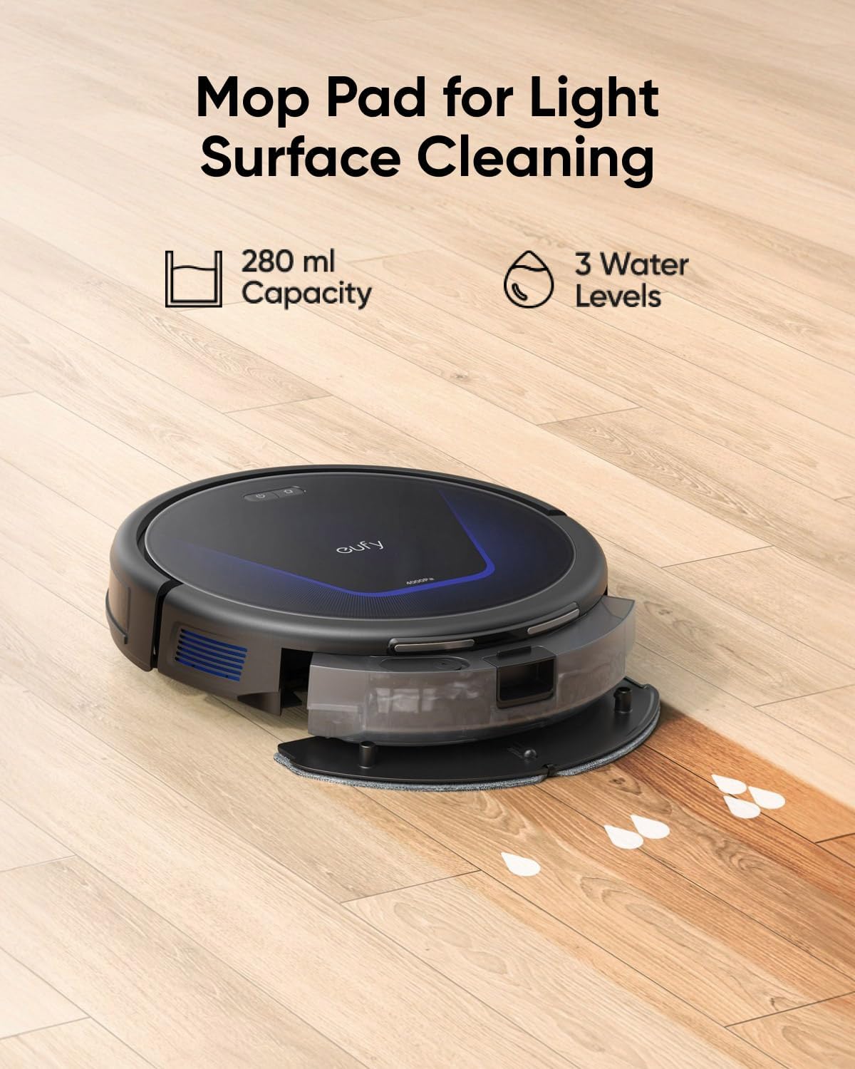 Hybrydowy robot odkurzający eufy G50 z silnym ssaniem 4000 Pa, dynamiczną nawigacją, grzebieniem Pro-Detangling, szczotką walcową, nakładką mopującą do czyszczenia lekkich powierzchn