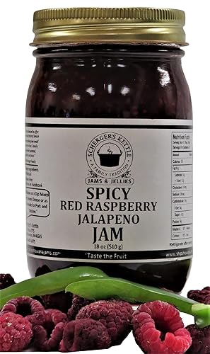 Mermelada picante de frambuesa roja y jalapeño, 18 oz