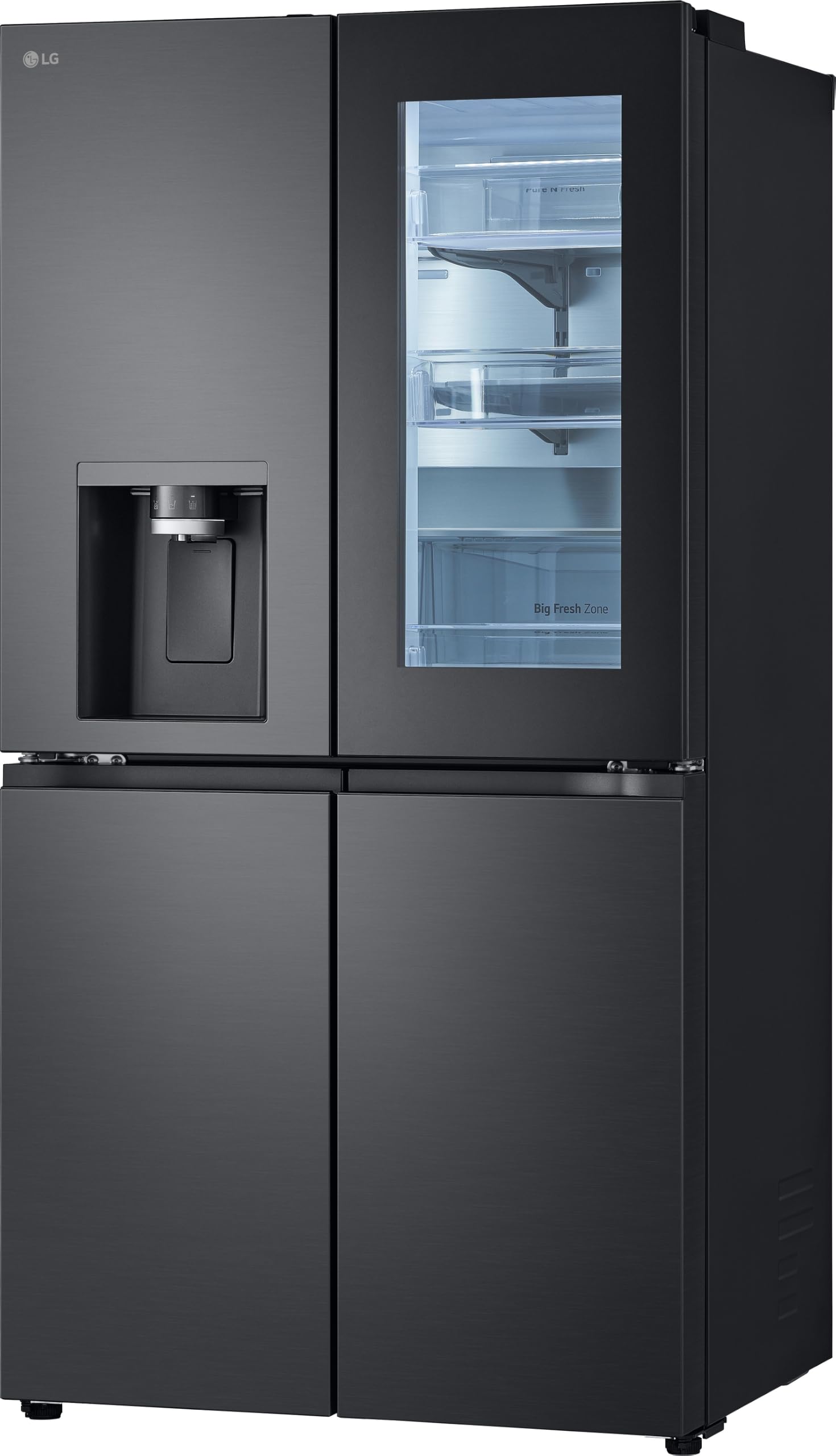 LG GMG960EVEE Multi-Door Kühlschrank mit Gefrierfach (638 L, Energieklasse E) mit InstaView und Craft Ice, Eis- und Wasserspender, Total No Frost, Silber