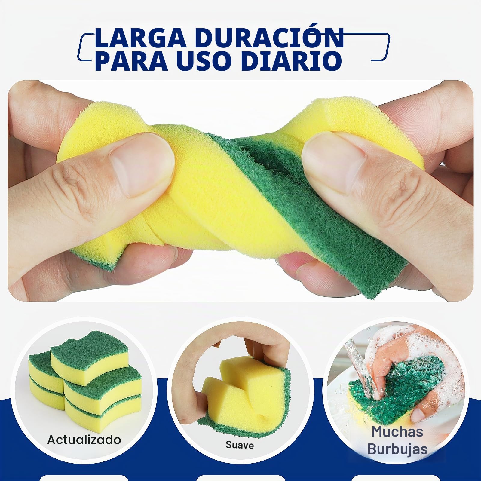 WUHUIXOZ Estropajo para Fregar sin rayar Delicado. 96 esponjas por Paquete - Seguro para Cristal y Utensilios de Cocina antiadherentes……