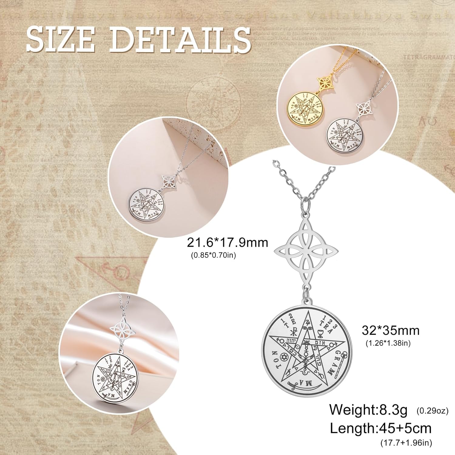 Dreamtimes Witches Knot & Tetragrammaton Pentagram Necklace Stainless Steel Mystical Symbol Pendant Necklace Celtic Knot Occult Spiritual Inspired Jewelry for Women Men - Image 5