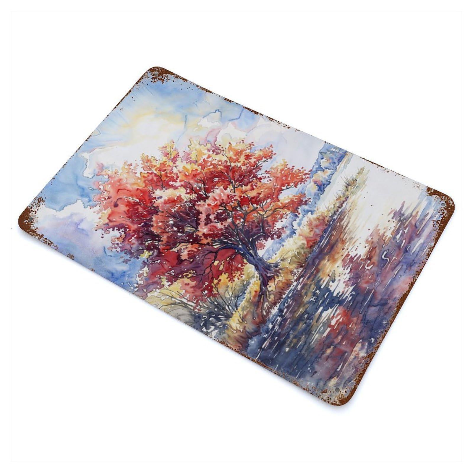 Garage Style Fiery Autumn Shade Vintage Rust Metal Sign 11.8"x7.9", Industrial Home Decor for Bar And Workshop
