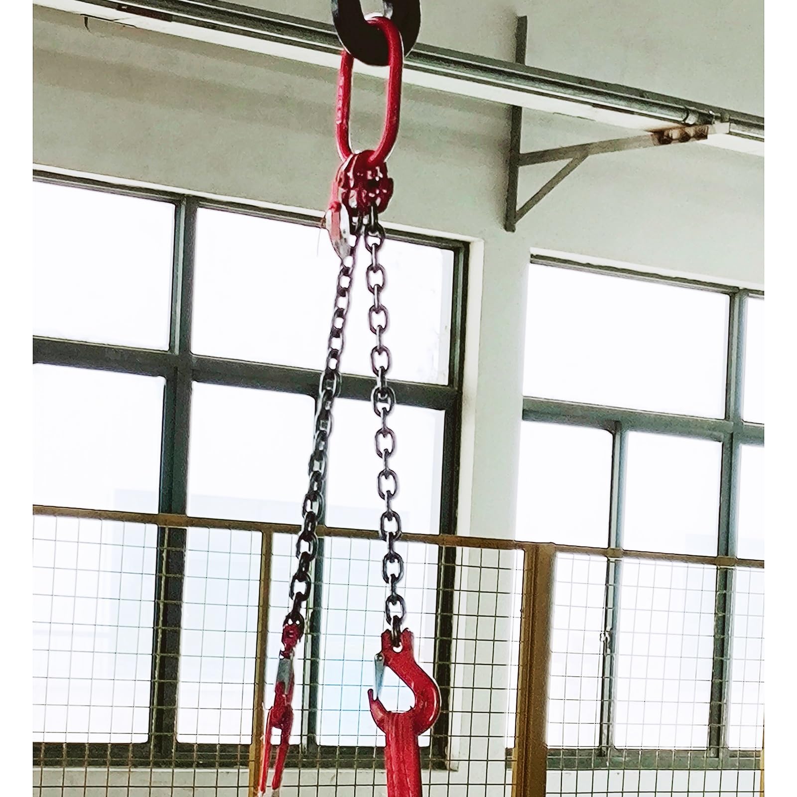 WJFTODAY Heavy Duty Lifting Chains with Locking Hooks - Industrial Steel Sling for Construction & Heavy Goods Handling - Durable Chain Hoist for Safe Lifting