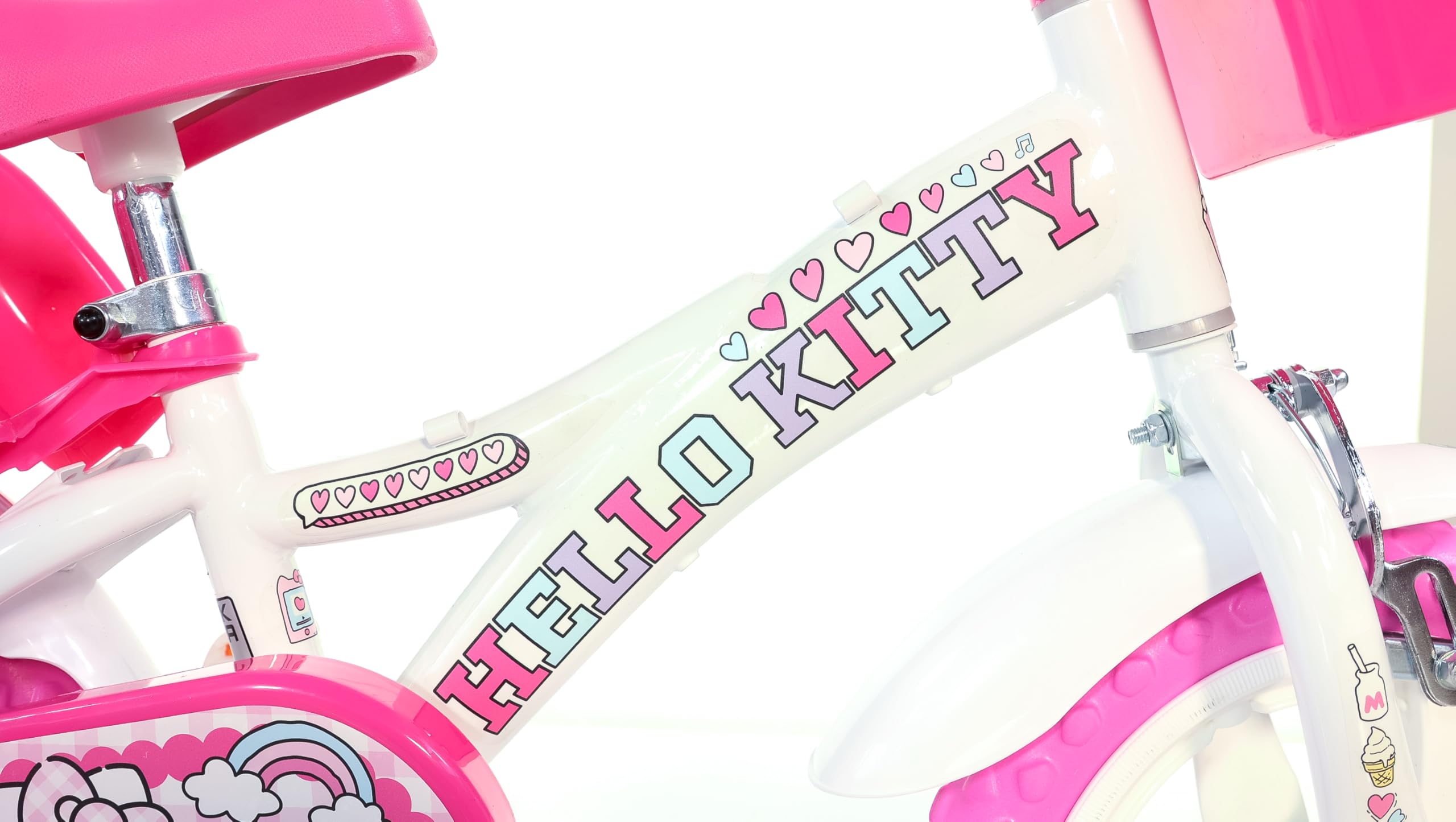 Bicicletta Bambina Hello Kitty - Taglie 12, 14, 16", Con Rotelle E Freni, Gomma EVA - Foto 4