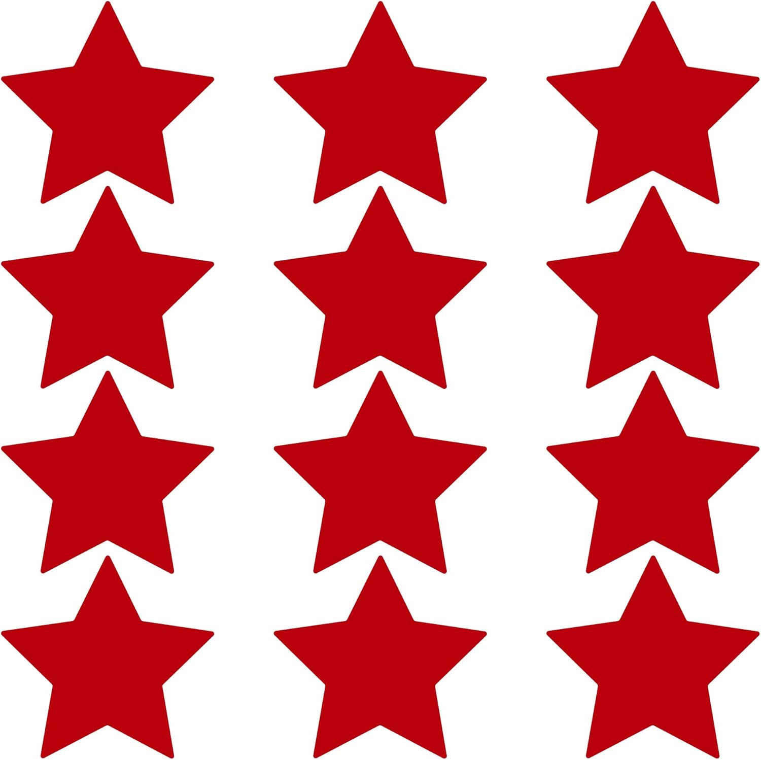 LiteMark Durable Gloss Finish Red 4 Inch Star Decal Stickers | Great for Floors, Ceilings, Walls, Laptops, and Most Smooth Surfaces | (Pack of 12 Stars)