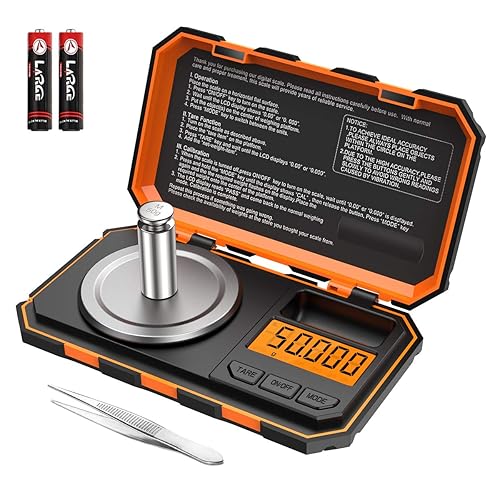 ORIA Báscula digital de bolsillo báscula digital de miligramo 176oz000oz de bolsillo con pinzas pesos de calibración 6 unidades pantalla