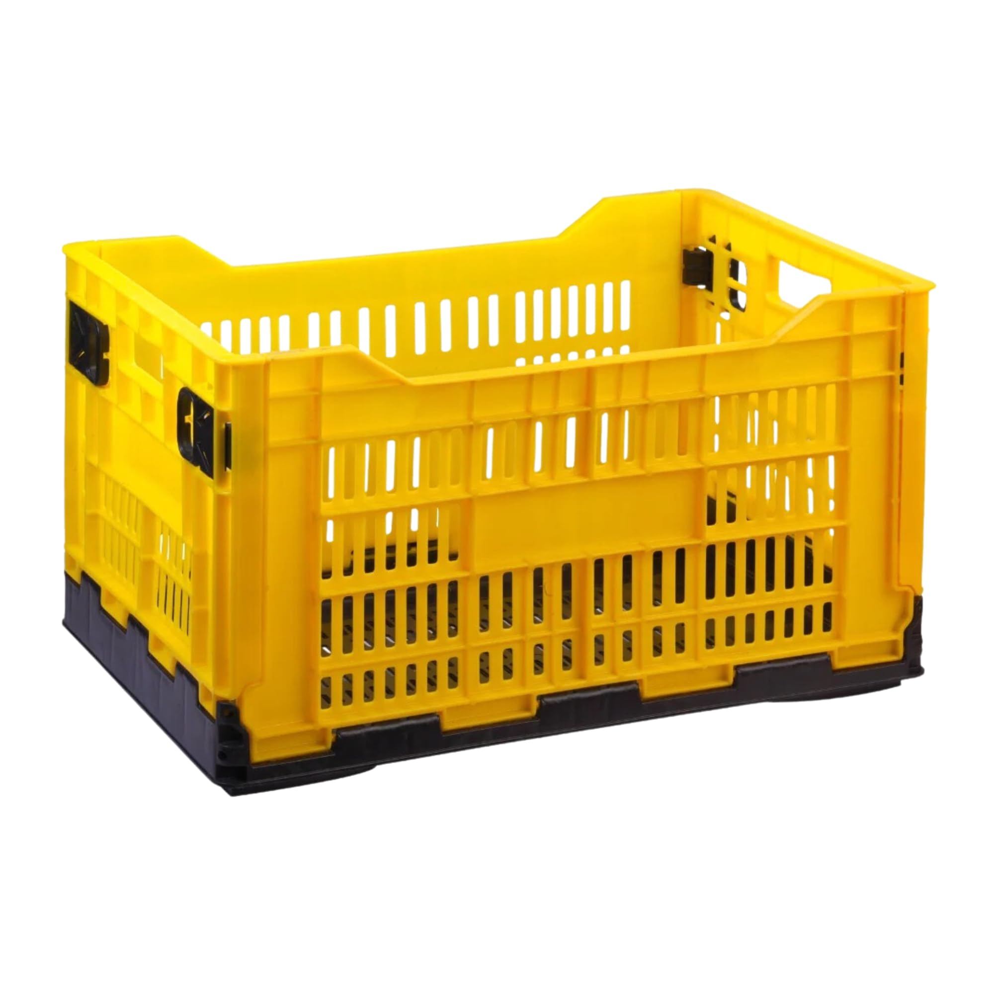 MAHIRA Multipurpose Heavy Duty Big Yellow Portable Plastic Crate Foldable Basket 50x32.5x20 CM | Crates for storage | Shelf Basket for Large Storage Bin | Vegetable, Fruit, Milk-image-47