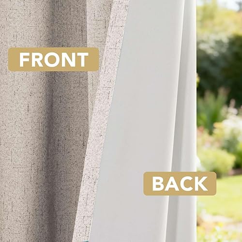 Miniatura 3 de H.VERSAILTEX - Cortina opaca 100 % de lino de 63 pulgadas de largo para dormitorio, con aislamiento térmico, lino texturizado, ahorro de energía
