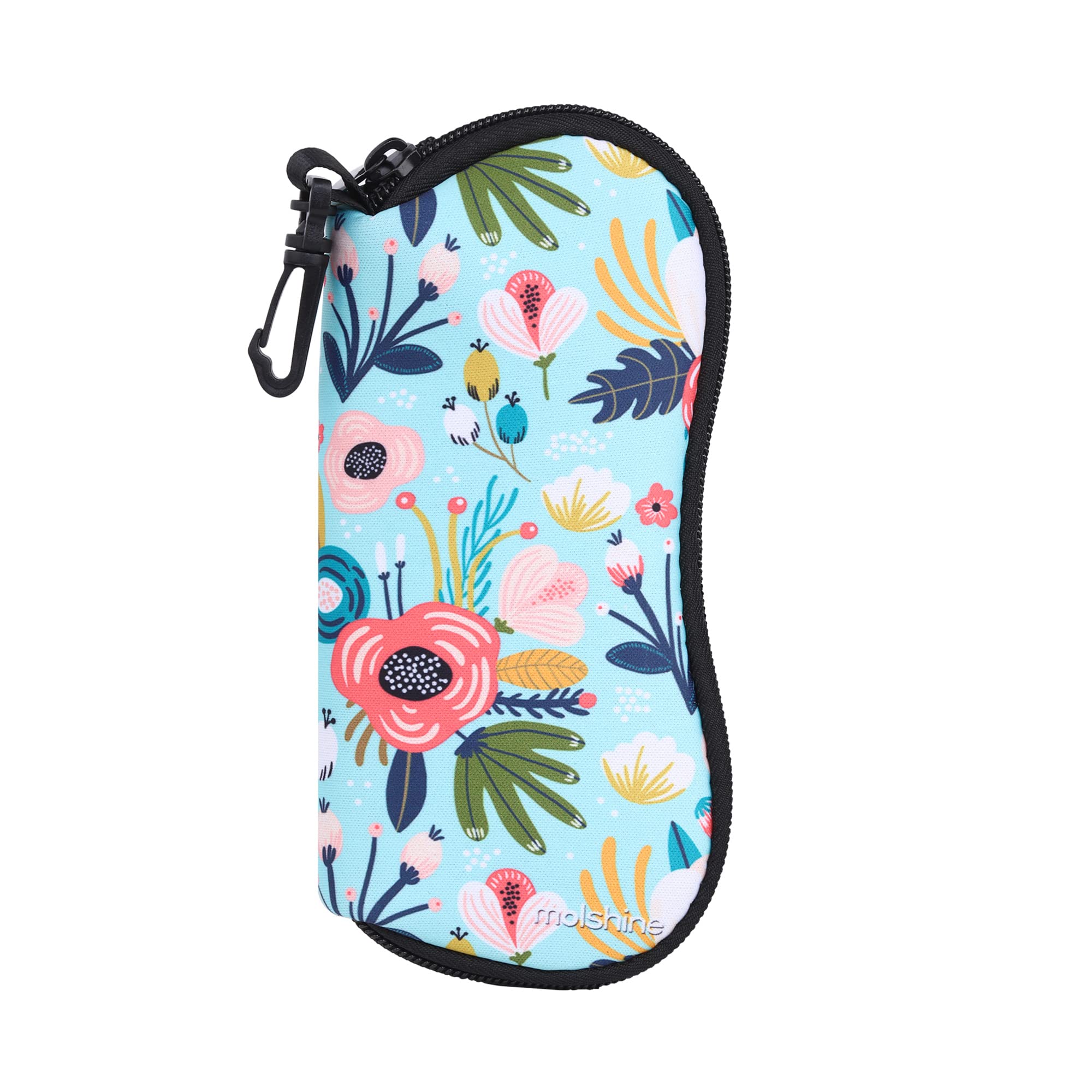 molshineSoft Sunglasses Case,Neoprene Zipper Glasses Pouch,Portable Eyeglasses Bag with Hook for Women Men