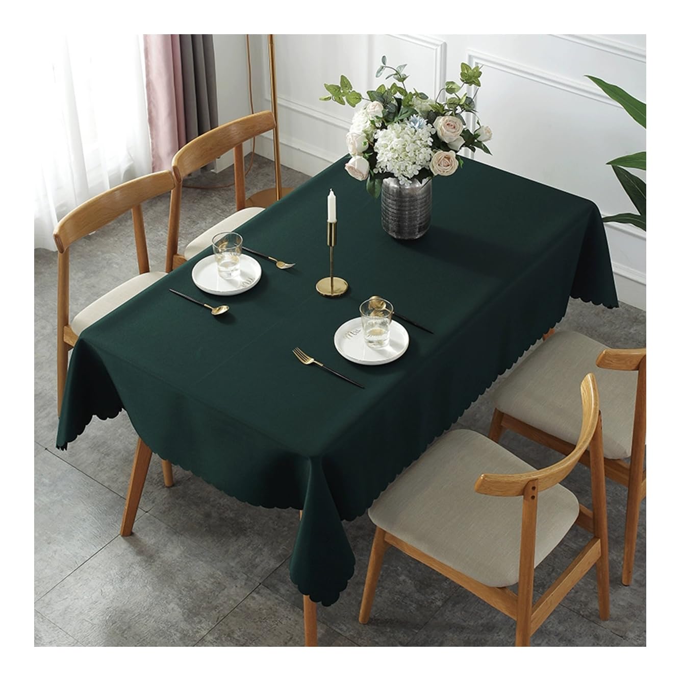 CIEEIN CIEHT Polyester Home Tablecloths Rectangular Table cloth Tablecover Wedding Party Outdoors Table Covers Simple Dark Green 200 * 260cm โ image 1
