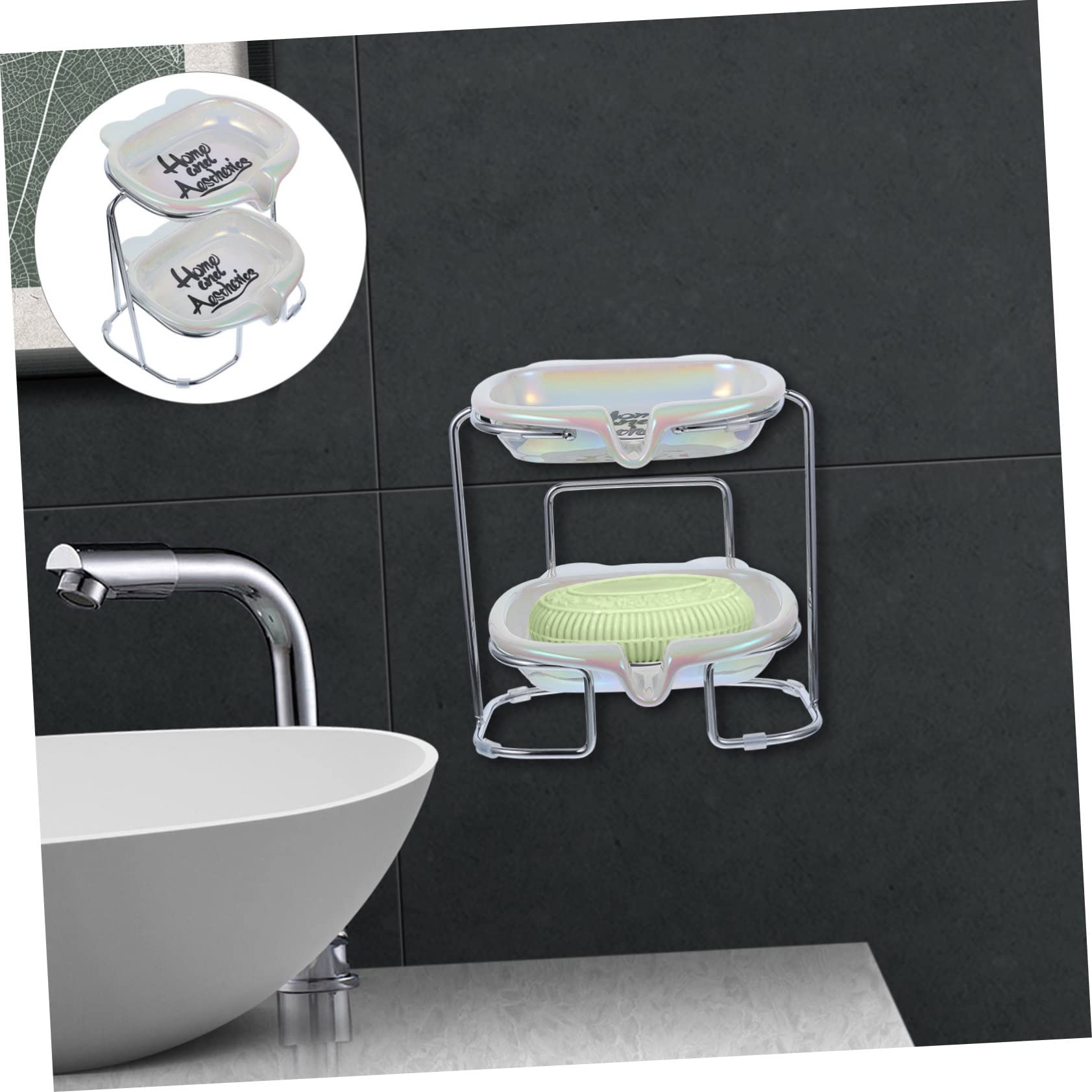 WOONEKY 1satz Keramik Seifenschale Mit Ablauflöchern Niedliches Bärenkopf Design Für Badezimmer Küche Und Öffentliche Toiletten Leicht Zu Reinigen Und Stabil