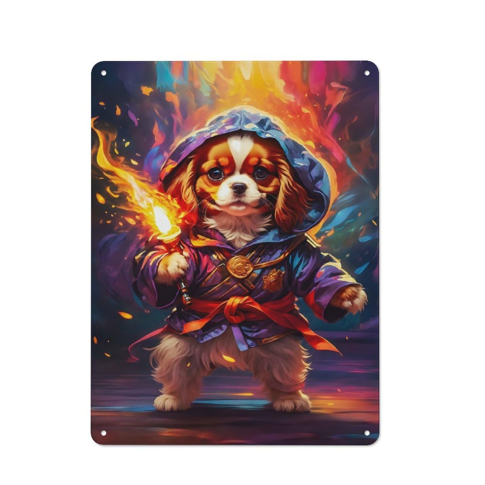 Junmoney Charles Spaniel Puppy Vintage Metal Wall Decor 40X30cm, Metal Gift Sign For Hallway, Home Bar, Garage Or Study