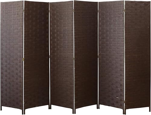 cocosica Divisor de habitación y pantalla de privacidad plegable, divisor de pared con doble lado tejido, separador de 6 paneles divisores de