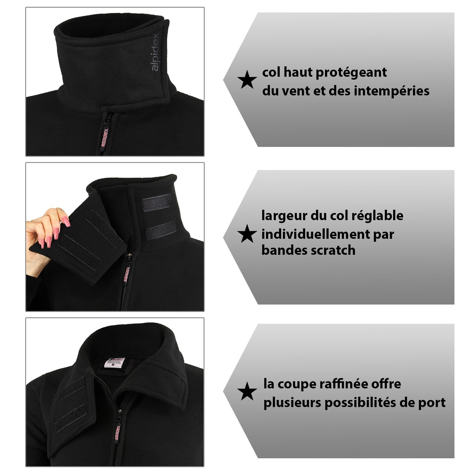 ALPIDEX Veste Polaire Femme Chaude Douce Col Haut Zippé Automne Hiver Printemps Manches Longues Pull Fourrure Doux Confort Outdoor Randonnée