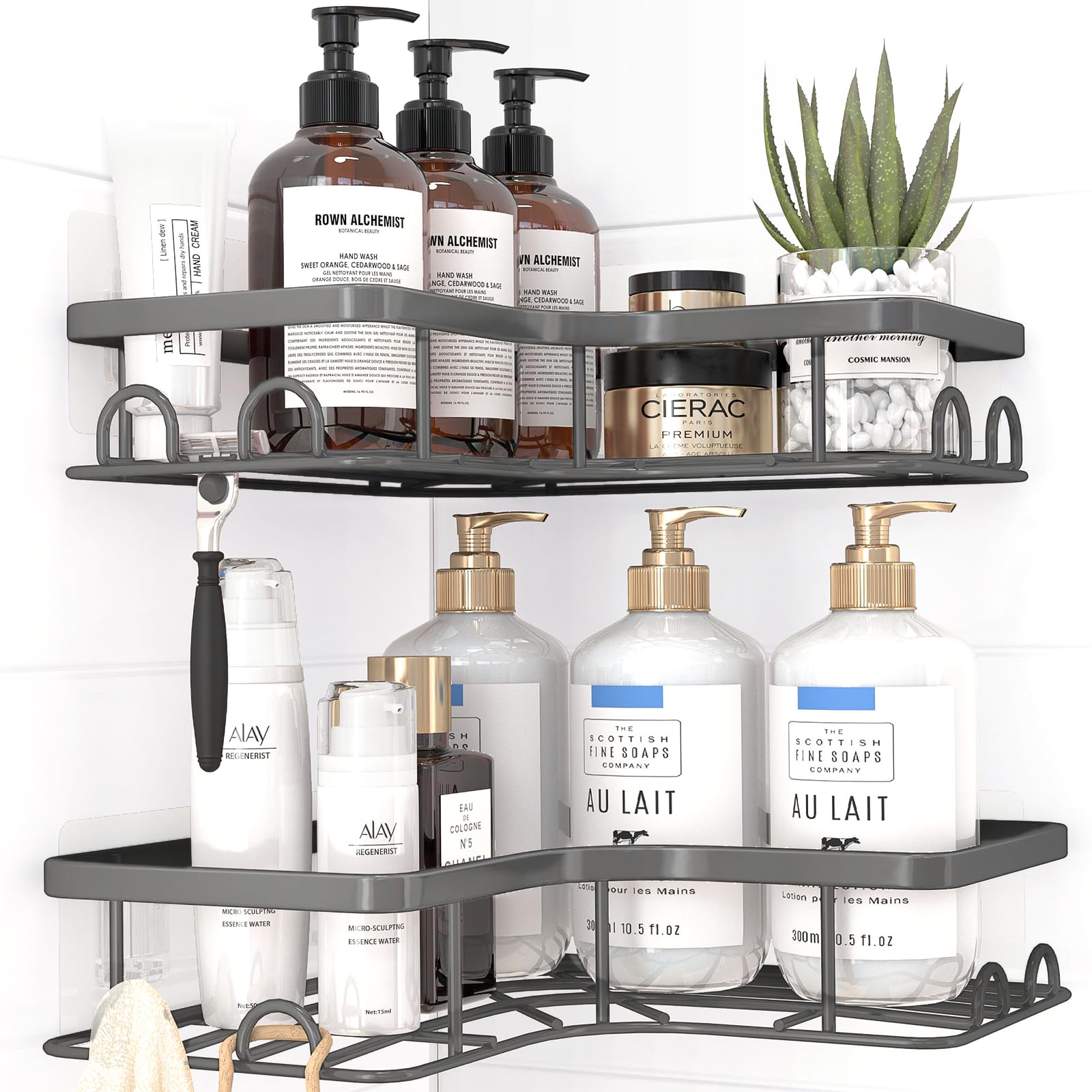 Sakugi Corner Shower Caddy - No Drill Bathroom Shelves -13