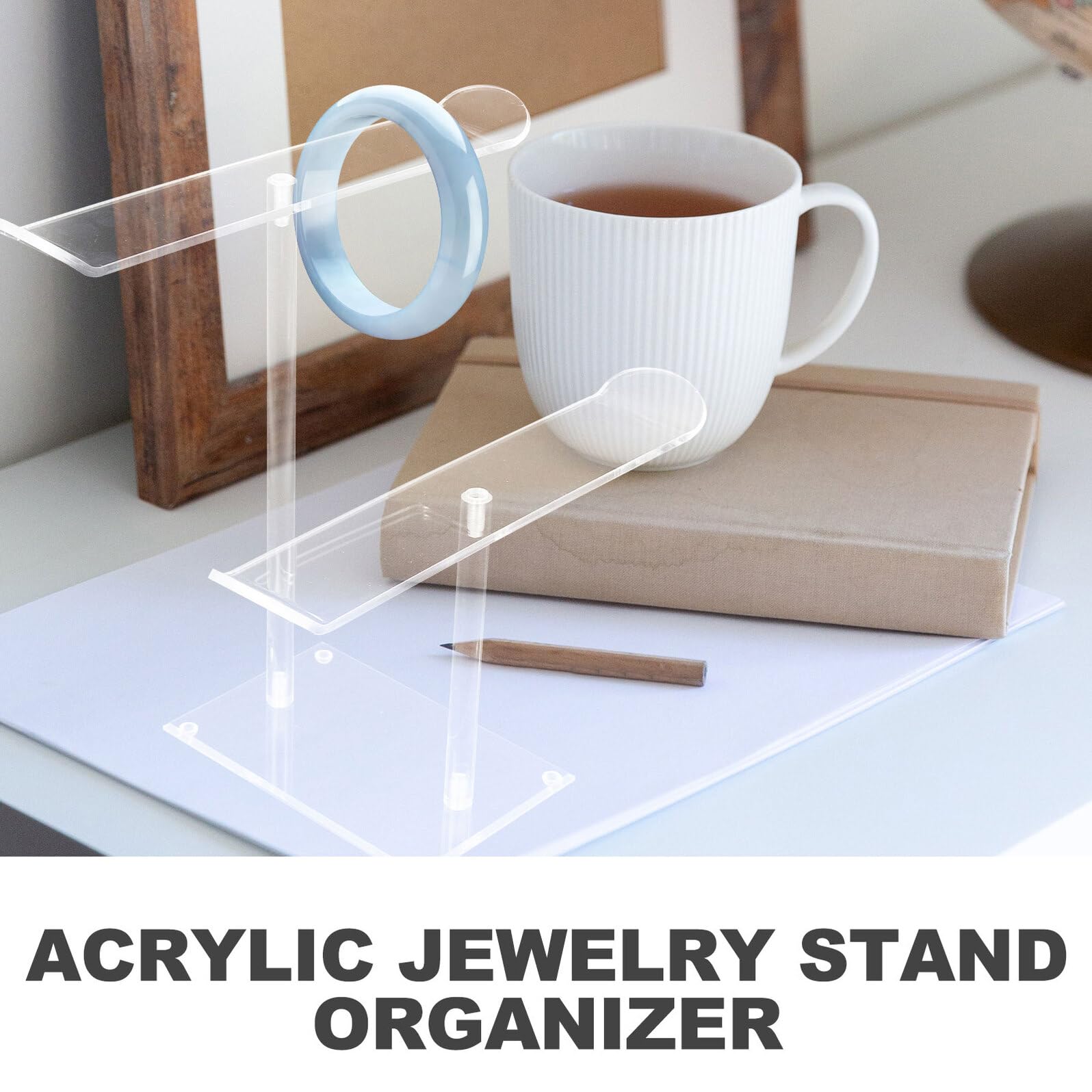 VALICLUD Soporte Organizador de Joyería Transparente de Acrílico, Expositor de Pulseras de Doble Capa Base Antideslizante, Soporte para Collares y Diademas, Adecuado para Hogar y Tienda