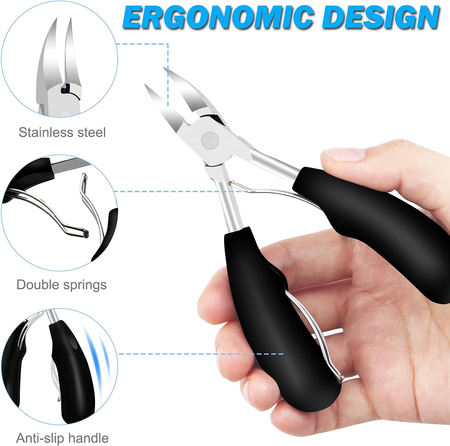 5 in 1 Black Professional Thick Toenail Clippers Set