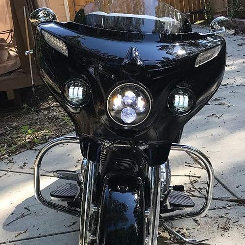 Miniatura 6 de Carcasa de luz antiniebla negra de 4.5 pulgadas para motocicleta, lámpara de paso de niebla compatible con Electra Glide Road King Heritage Softail