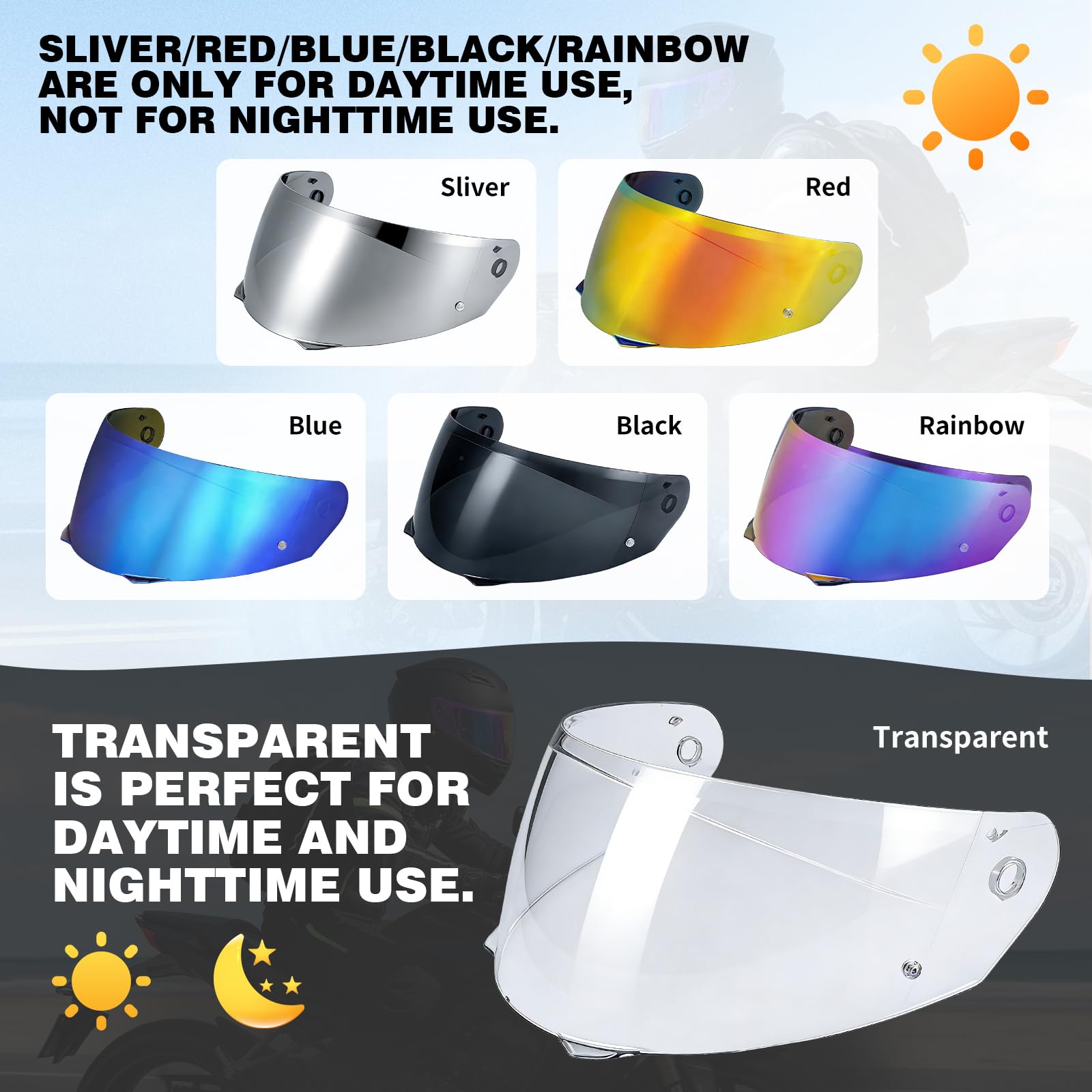 Visera Casco Moto para i90/Hj33/i91,Visera de Lente para Casco Protección contra Viento,Accesorios para Cascos de Moto (Negro)
