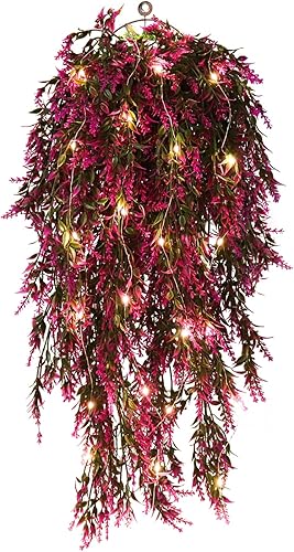 Miniatura 7 de RECUTMS Flores artificiales de lavanda, flores colgantes falsas resistentes a los rayos UV para exteriores, plantas falsas para colgar en la pared,
