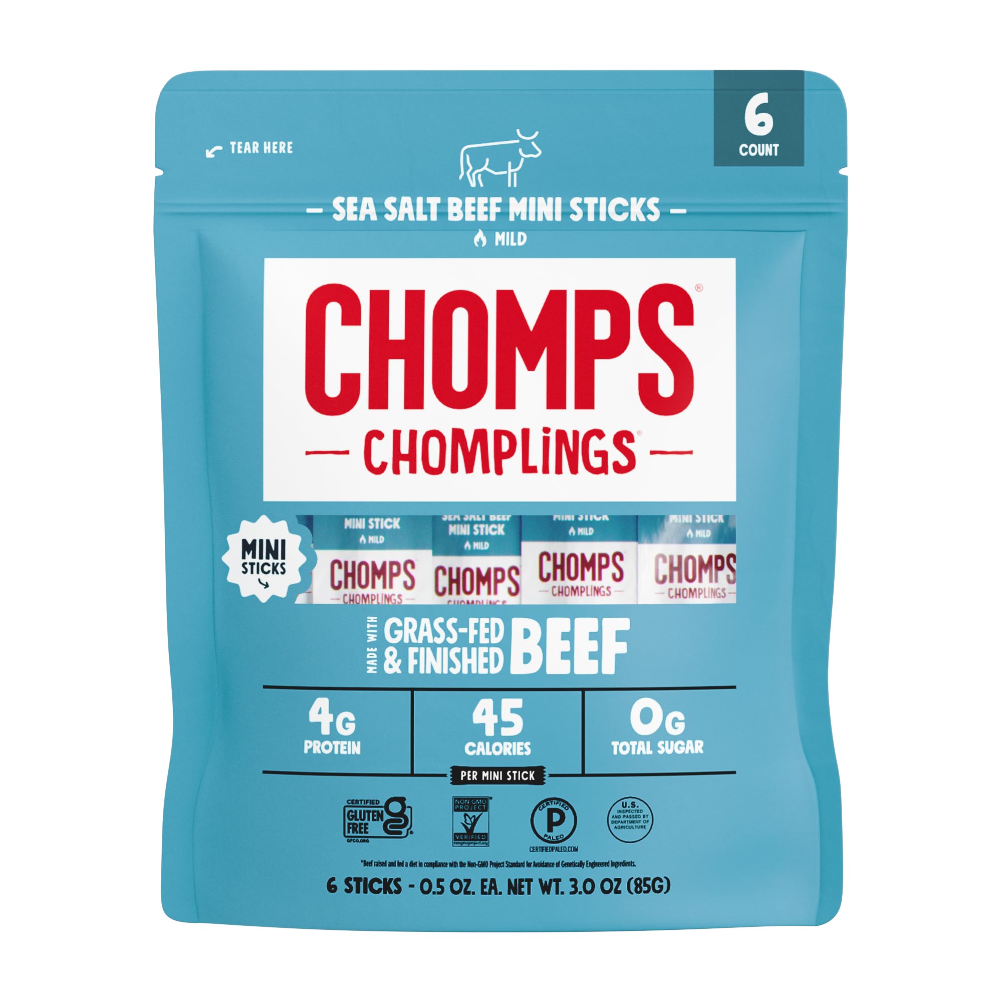Beef Sticks, Mini, Sea Salt (Pack of 3)