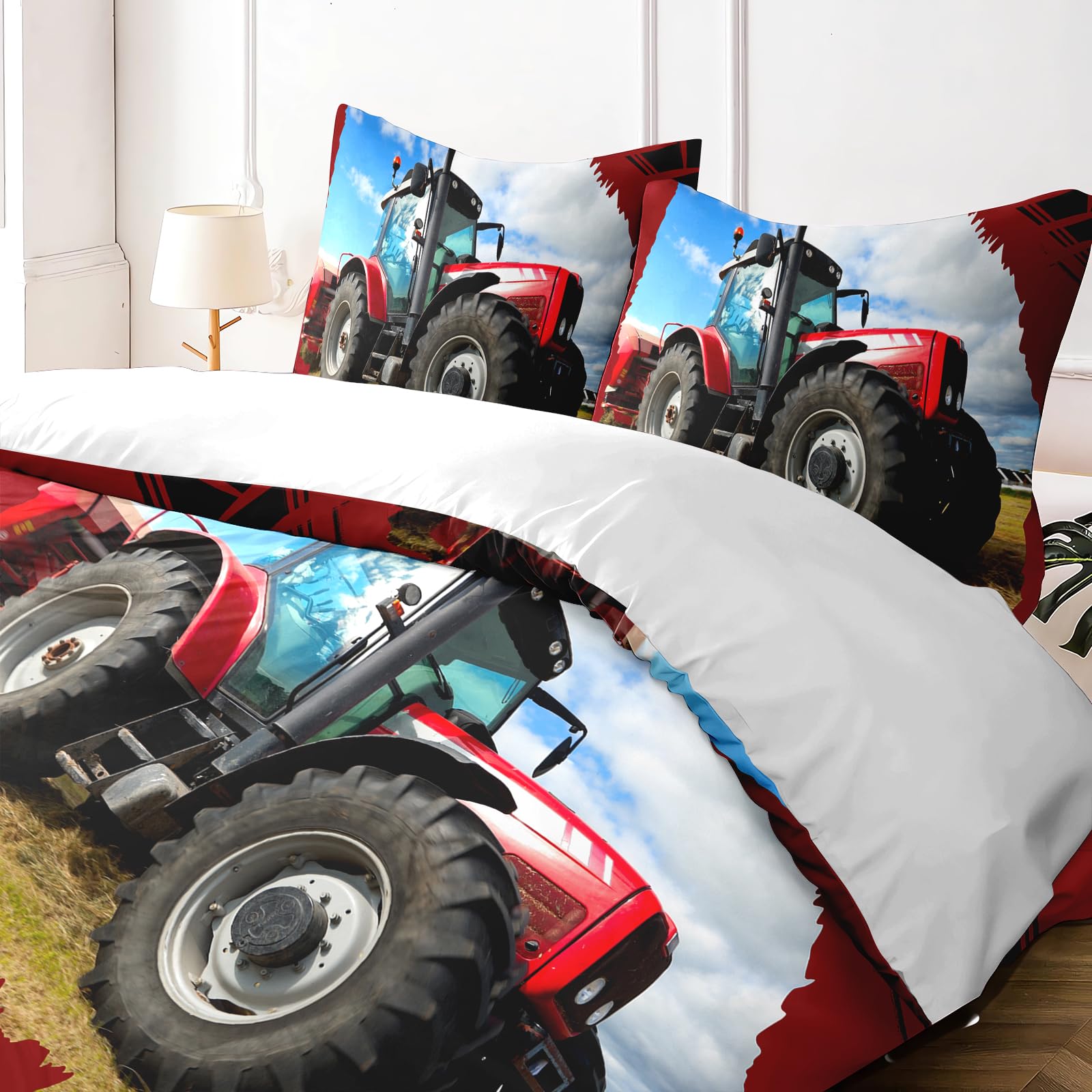 Yzehomijia Tractor Duvet Cover Sets, 220×240 cm for Kids 1 Microfiber Duvet Cover + 2 Pillowcases 65x65 cm.(T3×220) - Image 2