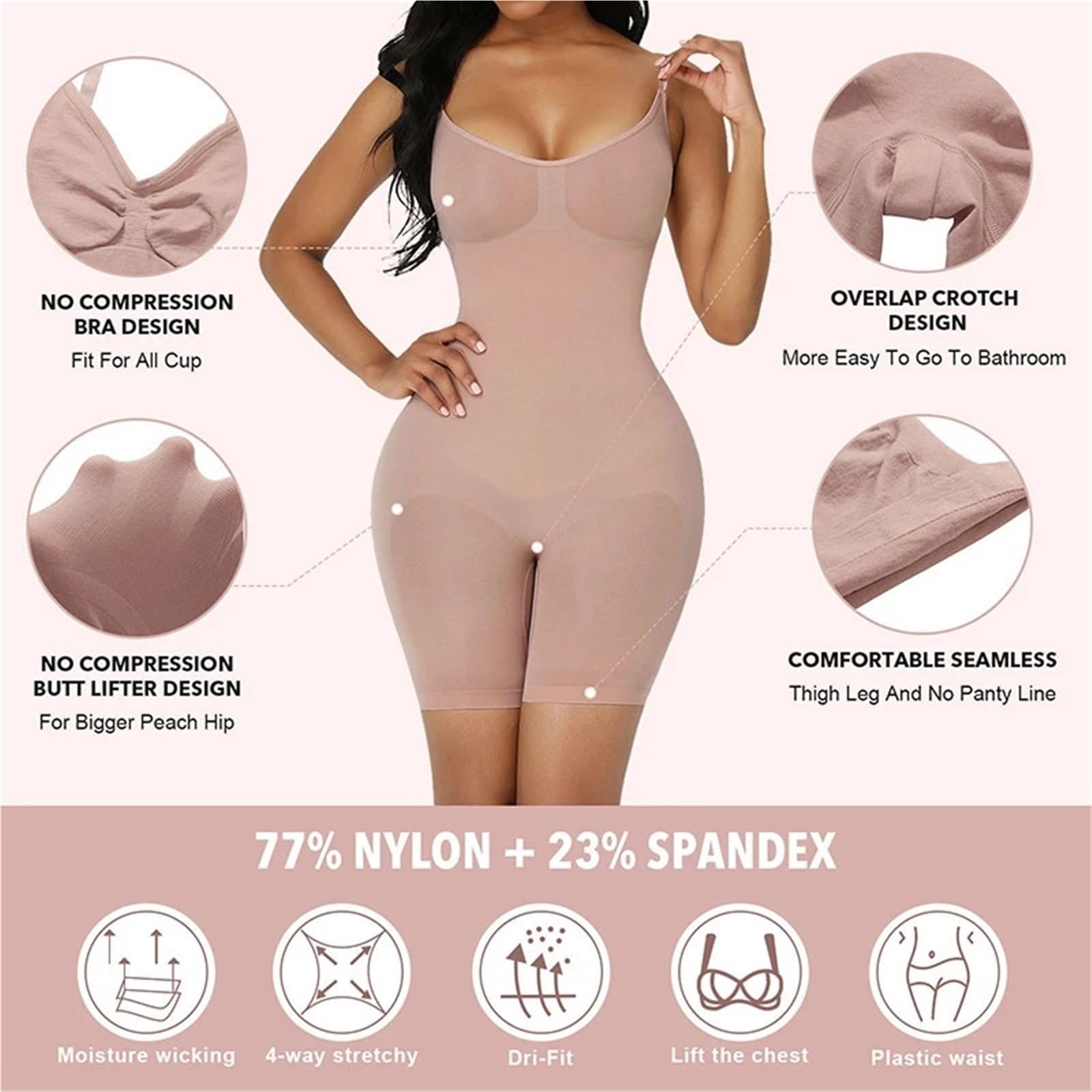 Body Moldeador for Mujer, Prenda modeladora de Cuerpo Completo con Control Barriga, Envoltura Adelgazante, Levantador glúteos, realce del Muslo, corsé Abdomen más Delgado