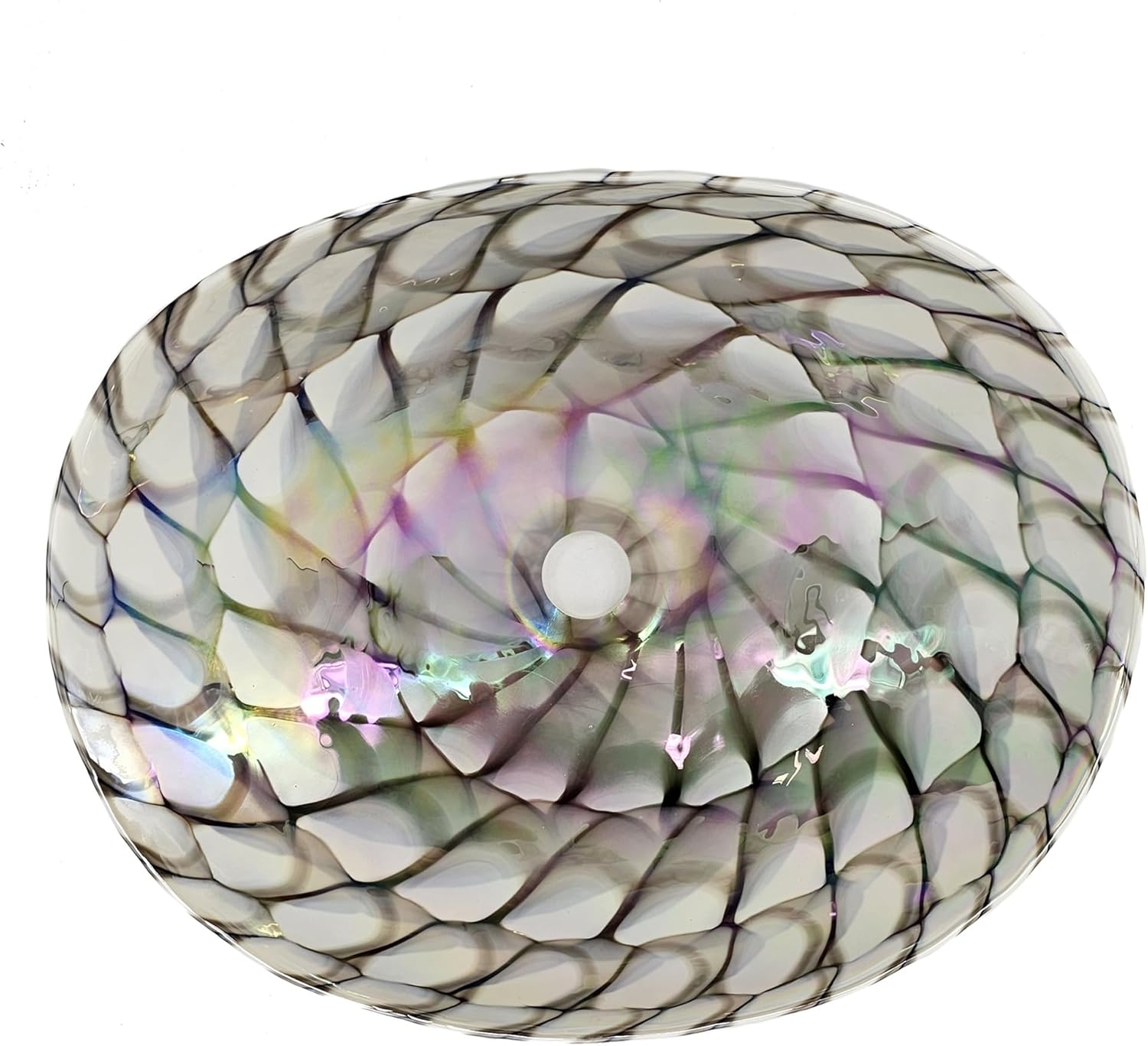 Ruvati 19-inch Art Glass Vessel Sink - Nautilus Brown with Seashell Decorative Pattern - Modern Bathroom Sink Bowl - Glass Vessel Sink for Bathroom Vanity - Countertop Sink Bowl - RVB3022